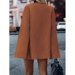 Elegant Solid Cape Blazer for Women - Open Front Cloak Sleeve Outwear for Spring & Fall