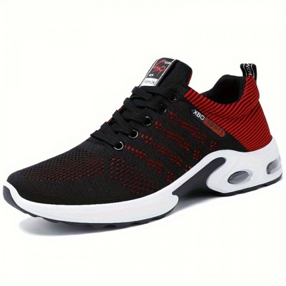 Breathable & Comfort-Fit Men's Sneakers: Stylish Woven Knit, Non-Slip, Mid-Top Lace-Up for Outdoor Enthusiasts