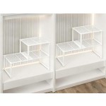 Extendable Metal Wire Shelf Organizer - Adjustable 15-24.4in Length, Stackable Storage Rack for Kitchen/Pantry/Bathroom/Shoe Cabinet/Tool Closet (4, White)