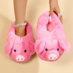 Cute Pig Plush Slippers for Women Men - Unisex Fuzzy House Slippers Soft Warm Cozy Indoor Shoes Non-Slip Sole | US Women 7.5-8 / Men 6-6.5 (Fit 25cm Foot Length)