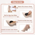 Shoe Toe Inserts for Loose Shoes - 4 Pairs Cushioned Foam Fillers for Women & Men(4Black)
