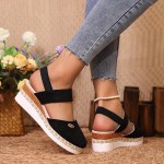 Closed Toe Platform Wedge Sandals, 2025 Espadrilles Wedges for Women Heel Casual, Women's Espadrilles Dressy Sandals, Comfortable Anti Slip Summer Shoes with Adjustable Buckle Ankle Strap