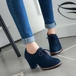 Generic Women’s Block Heel Pumps Comfort Oxfords Shoes Suede Lace up Dress Shoes Chunky Mid Heels Ankle Boots