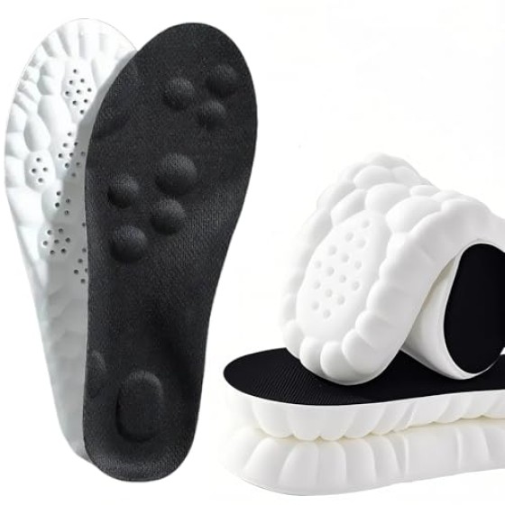 4D Cloud Soles Memory Foam Insoles for Men/Women - Arch Support Shoe Inserts with Acupressure Massage Foot Pain Relief & Fatigue Reduction for Sports/Running(US-Unisex-9-10)