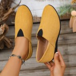 Women's Dress Flats Ballet Low Wedge Round Toe Slip On Comfortable Casual Business Office Work Flats Shoes