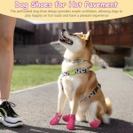 Dog Shoes for Hot Pavement Non-Slip Waterproof Dog Shoes for Medium Dogs Large Size Dogs Easy ON & Off Adjustable Easy-Clean for Beach Outdoor Rose Pink, Size M: (2.5’’x2-2.2’’)(L*W)