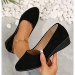 Women's Ballet Flats Business Office Work Dress Shoes Low Wedge Round Toe Slip-Ons Comfortable Dressy Casual Flats Shoes
