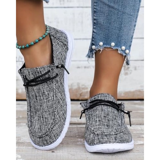 Wide Width Breathable Slip-On Walking Shoes - Comfortable Low-Cut Travel Sneakers