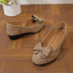 Women's Bowknot Dress Flats Ballet Low Wedge Round Toe Slip-Ons Comfortable Casual Flats Shoes Dressy Office Work Shoes