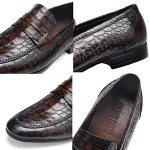 Fashion Leather Dress Shoes for Mens, Premium Formal Alligator Printed Classic Dress Loafer Shoe Business Slip On Penny Shoes for Men
