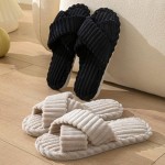 Slippers for Women Memory Foam House Bedroom Corduroy Crossbands Open Toe Slides Slipper Shoes Comfy Trendy Gift Slippers