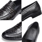 Fashion Leather Dress Shoes for Mens, Premium Formal Alligator Printed Classic Dress Loafer Shoe Business Slip On Penny Shoes for Men