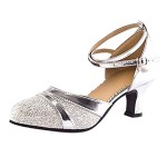 Women's Ballroom Tango Latin Dancing Shoes Sequins Shoes Social Dance Shoe Chunky Low Heel