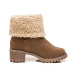 Winter Boots for Women,Ladies Casual Fashion Ankle Booties Comfortable Slip On Chunky Heels Suede Outdoor Shoes Warm Boot