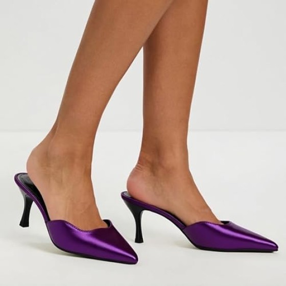 Women's Heels Sandals Closed Pointed Toe Stiletto Heel Slip on Mules Comfortable Casual Dress Pumps Shoes