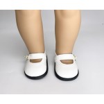 18" American Doll Shoes- Mary Jane Matte Black, Red, White, Pink, Shiny Black Shoe (18" Doll, White)