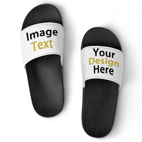 Generic Custom Slides Slippers Personalized Photo Text Slippers Sandals Comfortable Bathroom Shower Slippers Casual Sandals Shoes Customized Sandals for Men Women